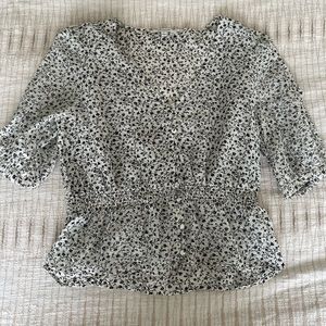 Madewell Silk Floral Print Peplum Puff Sleeve Blouse 6